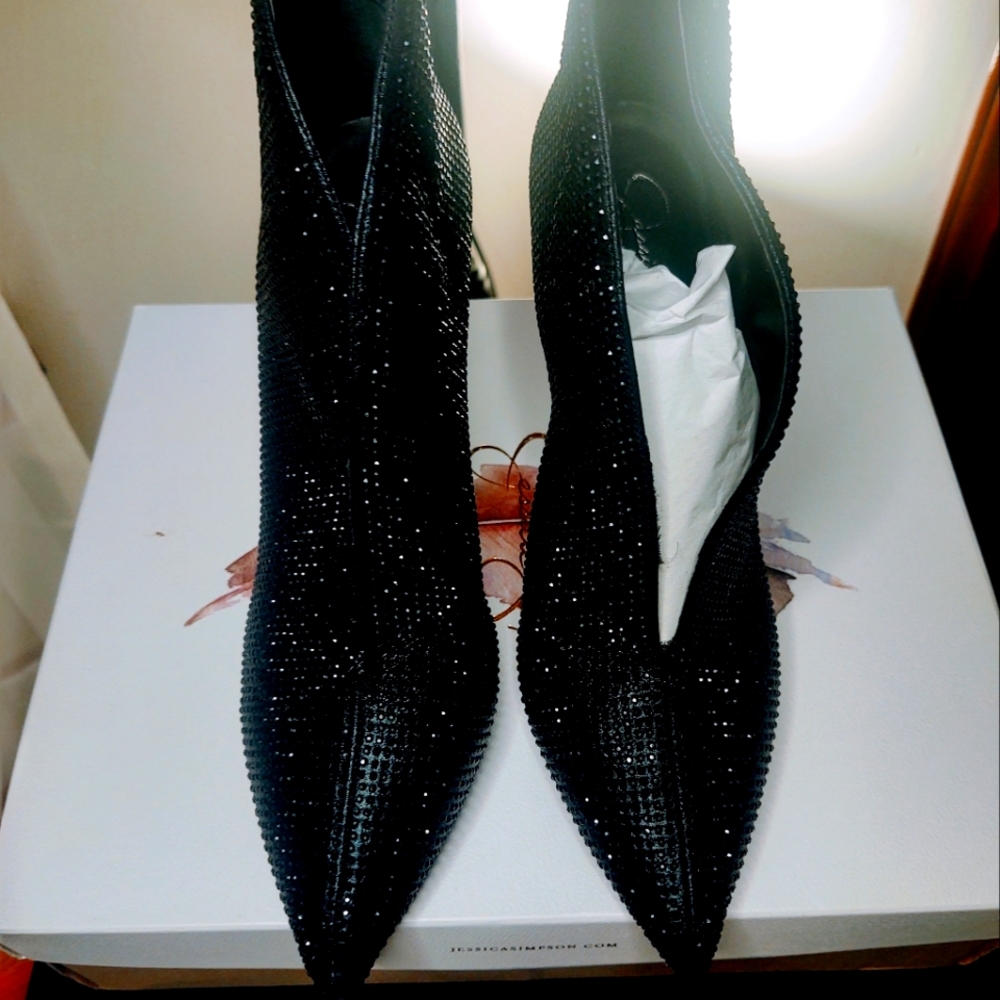 Jessica Simpson Black Rhinestone Booties